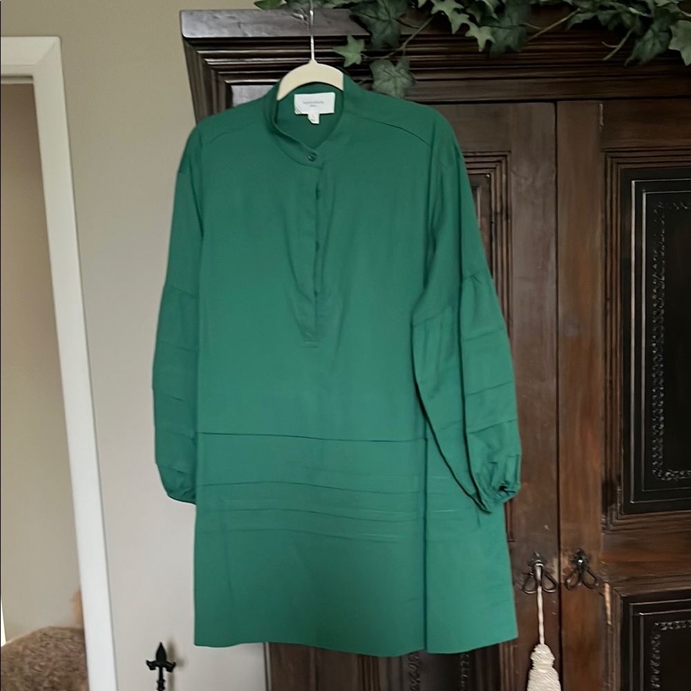 Tuckernuck Green Bishop Sleeve Mock Neck Dress